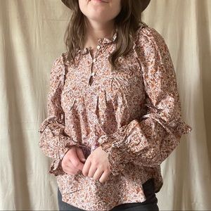 boho floral blouse with ruffles